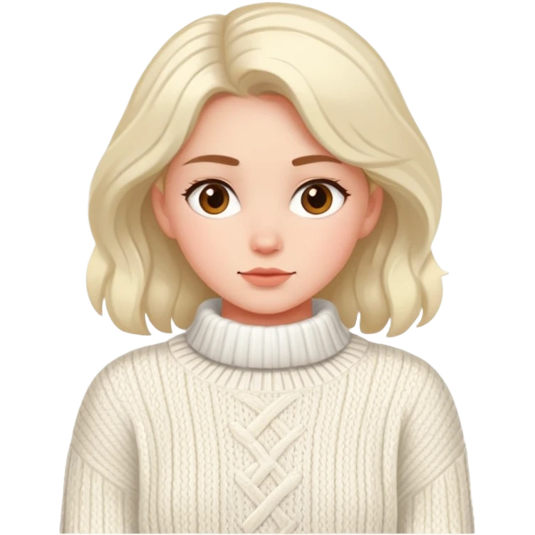 Girl in white sweater cozy emoji