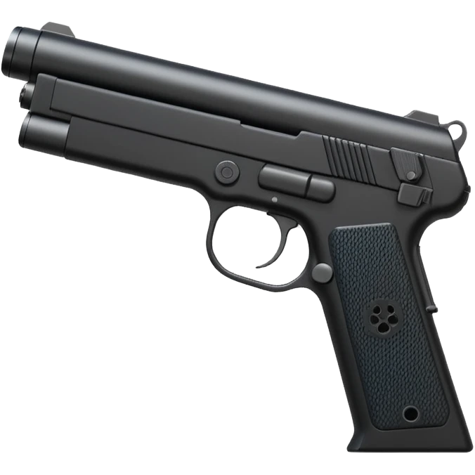 3D render of Silenced Pistol, secret agent spy gear aesthetic, hidden mechanisms, matte black metal with a long suppressor, sleek tactical texture, Apple emoji style, isolated on white background --v 6.0. emoji
