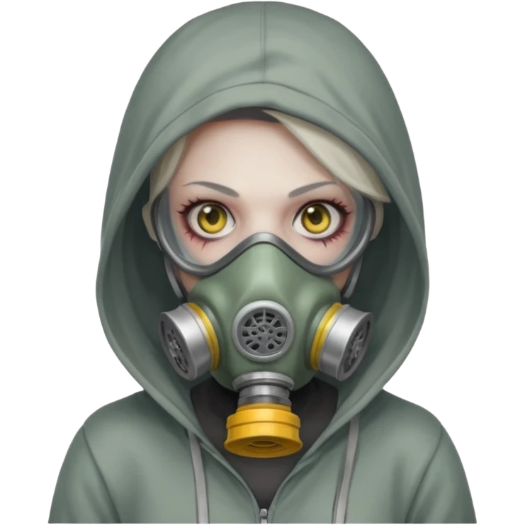 Zombie in gas masks woman hoodie emoji