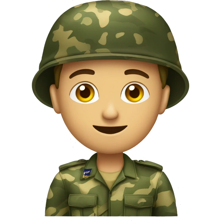 crie um emoji de um militar do exercito brasileiro com o camuflado típico emoji