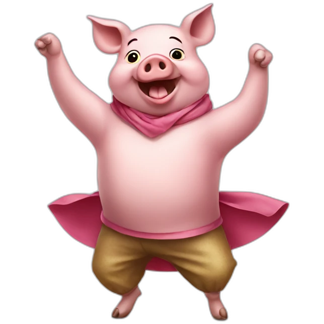 pig wearing cloth and dancing on a table emoji