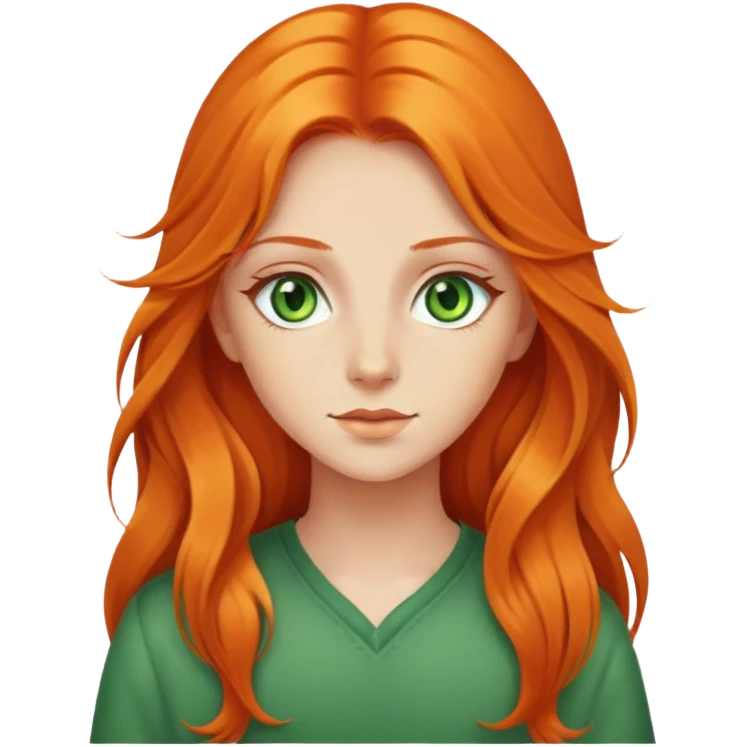 Girl with long orange hair and green eyes emoji