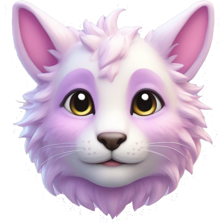 Kawaii cute colorful bright light pastel lilac-pink-white-gradient fantasy ethereal anthro fursona animal creature emoji