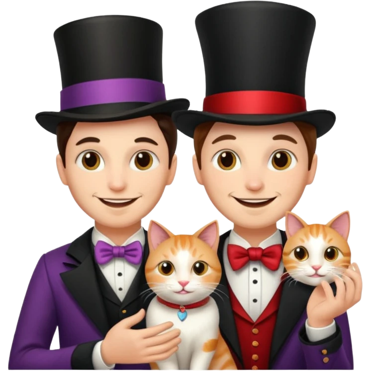 magician couple and their pet cat emoji