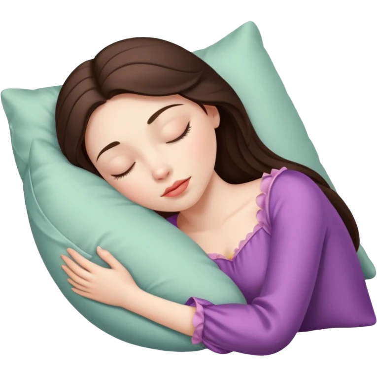 sleeping beauty brunette white girl with a silk pillow emoji