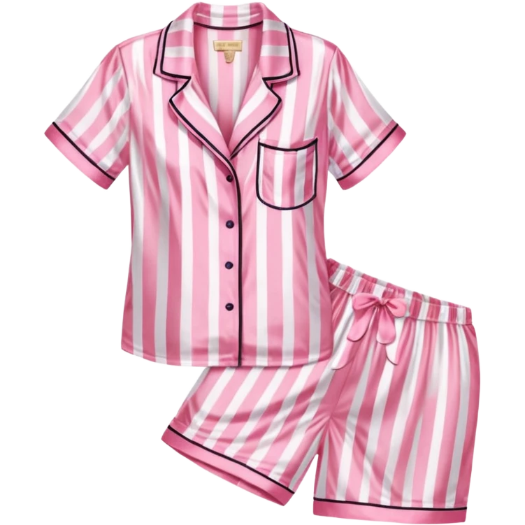 Striped pink and white silk Victoria’s Secret pajama set emoji
