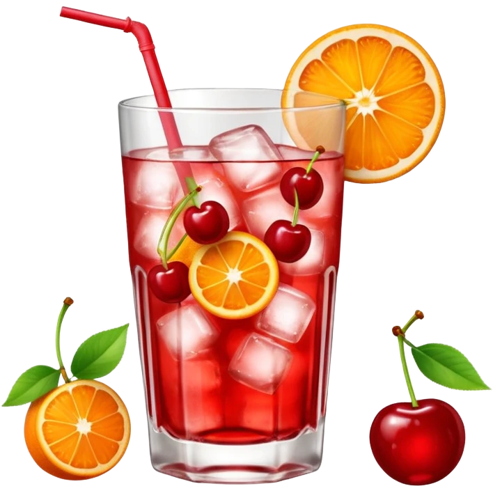 Shirley temple soda in a glass with ice emoji