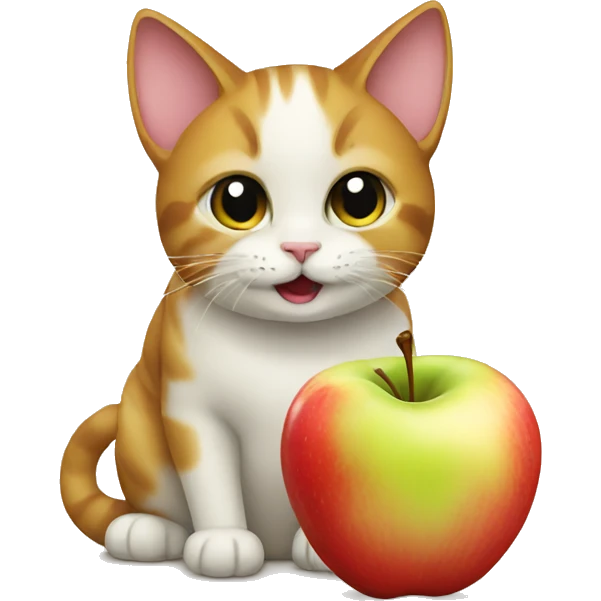 Cat eating apple emoji