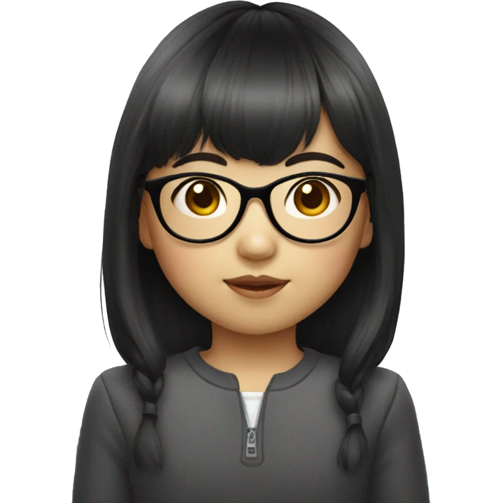little asian girl with bangs hair glasses emoji