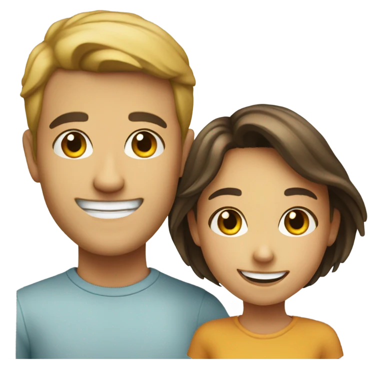 smiling girl with guy emoji