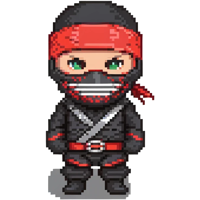 Masked ninja, red headband emoji