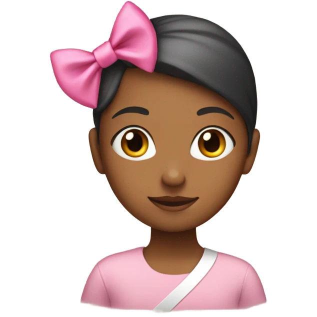 a girl with a little pink ribbon on her head emoji