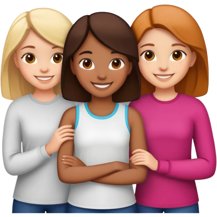 three girls standing in a group emoji