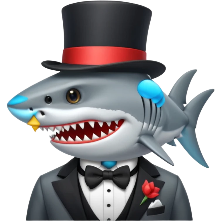 shark wearing a top hat emoji