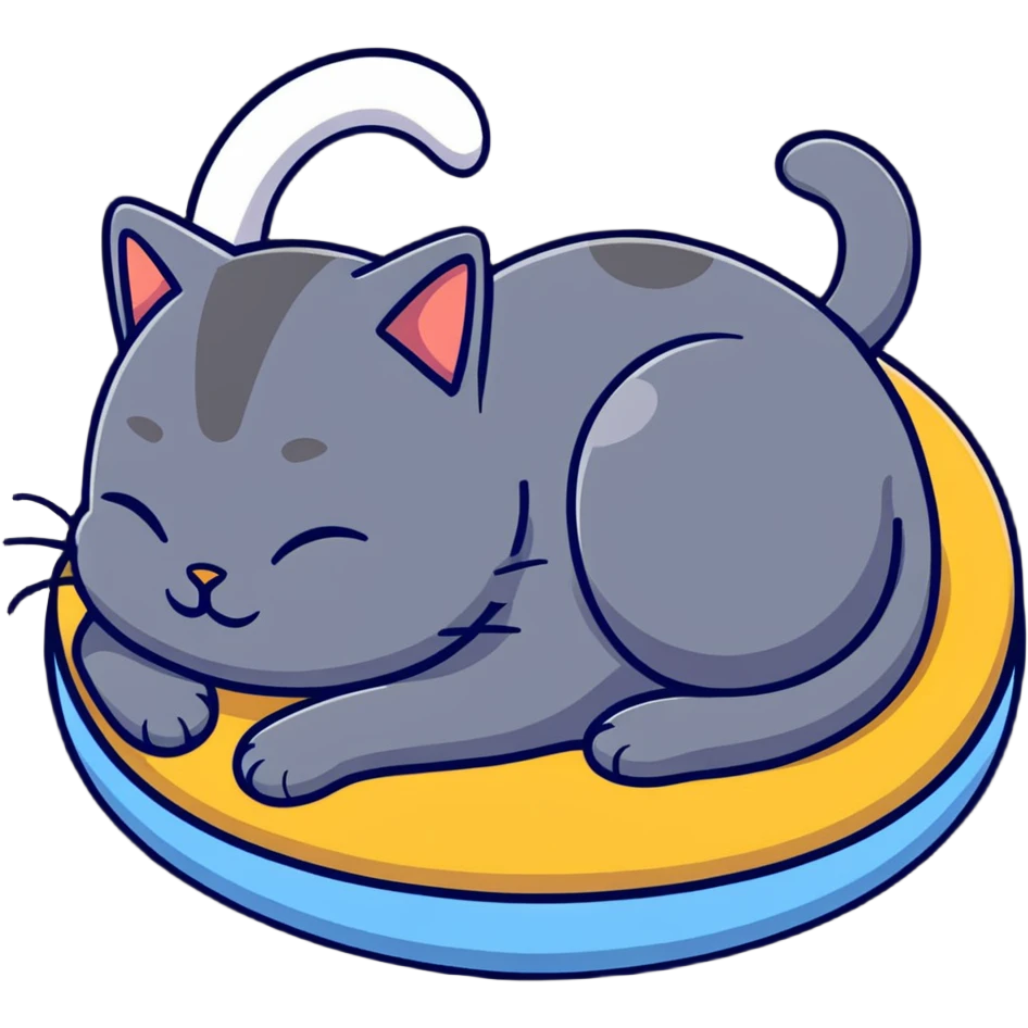 cozy cat sleeping on a soft cushion emoji