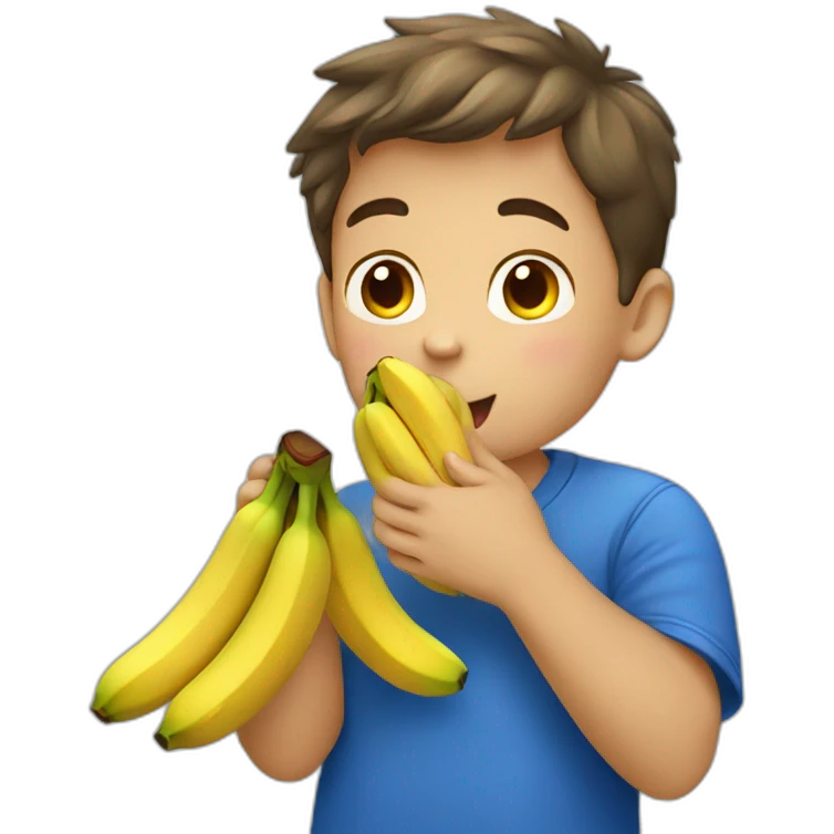 boy eating three bananas emoji