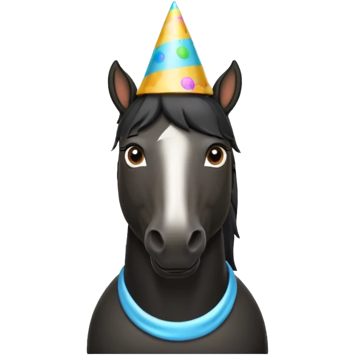 black horse in t shirt with party hat front view emoji