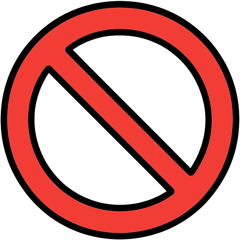 Red prohibition symbol, forbidden sign with diagonal line emoji