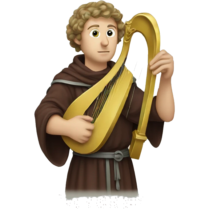 Petrarch holding a harp in his hand emoji