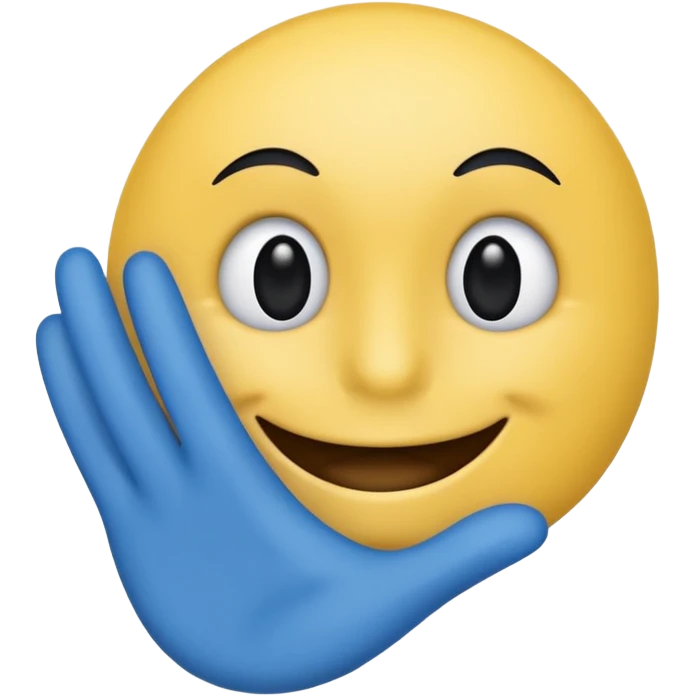 The word 67 that it's body is blue would eyes and smiley mouth and black hand and black mouth emoji