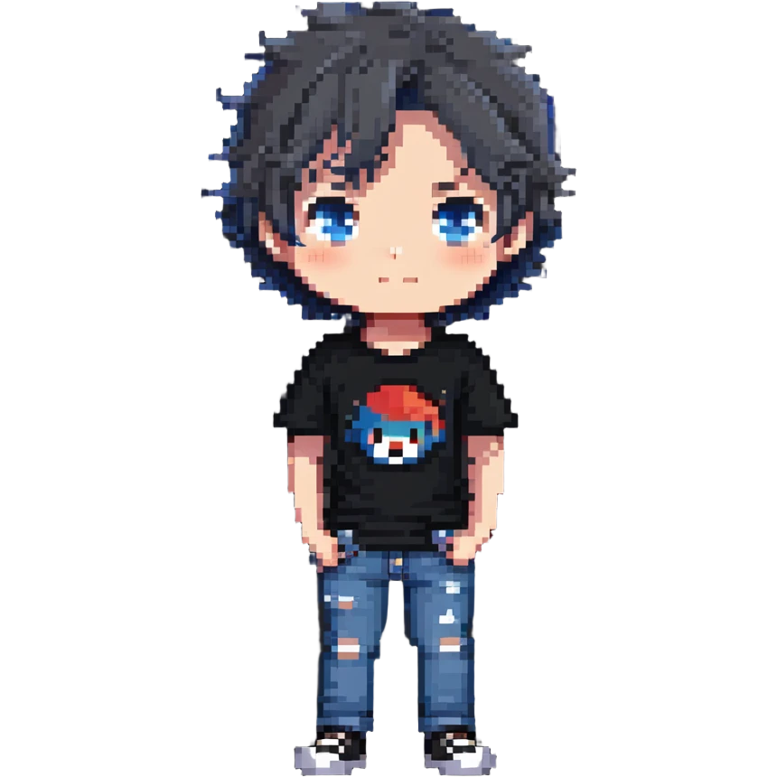cute chibi boy with t-shirt and jeans emoji