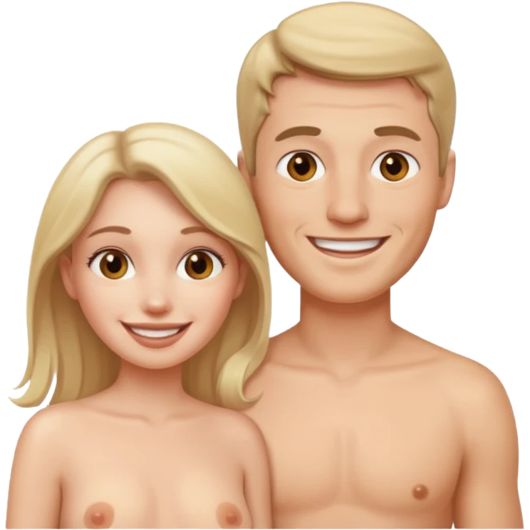 White Man and white woman emoji with no clothes emoji