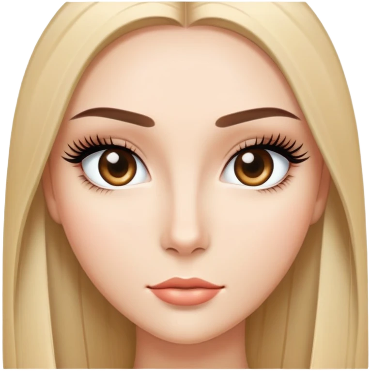 Beautiful character with sleek straight hair, perfect middle part, long dramatic eyelashes, and a very attractive face emoji