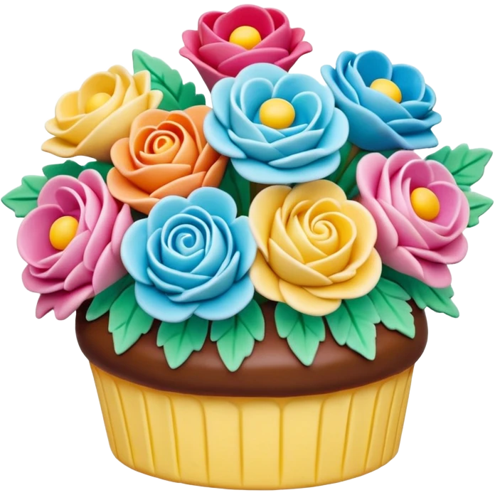 cake in the shape of a bouquet of flowers emoji