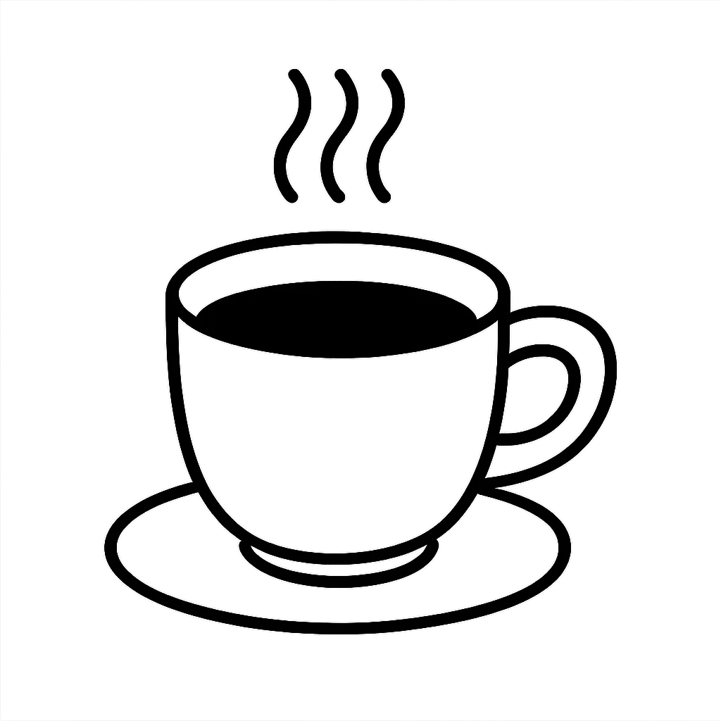 A modern coffee cup with steam rising, clean lines and minimal shading for a contemporary look. emoji