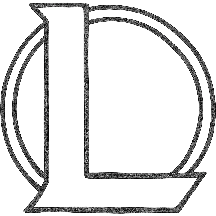 hand-drawn outlined League of Legends logo icon emoji