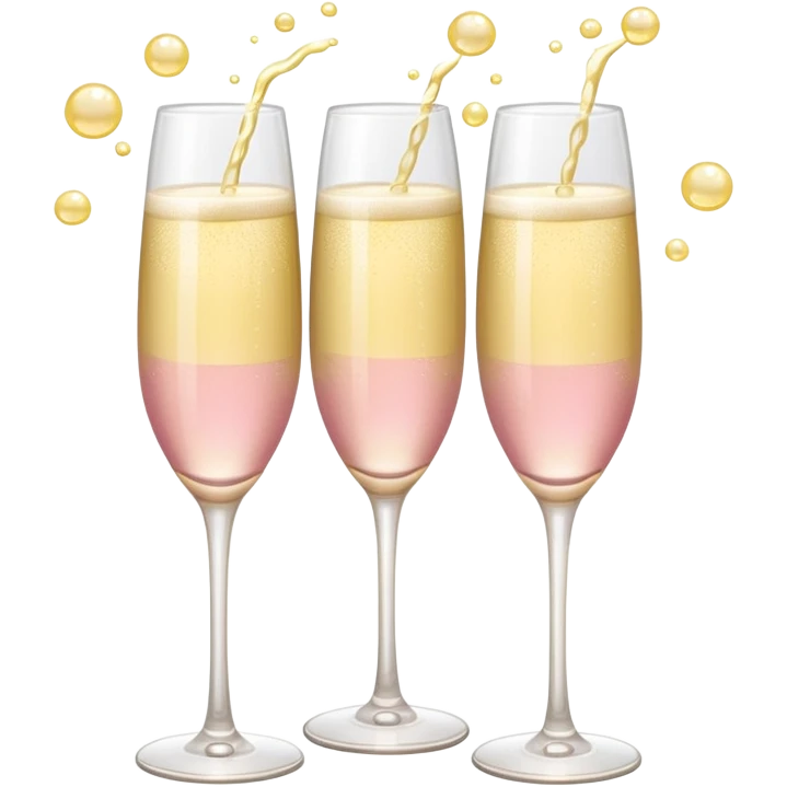 Two glasses of champagne in soft pink, beige and yellow pastel colors emoji