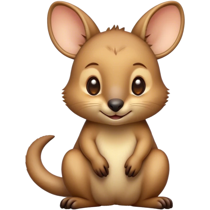 Cinematic Cute Wallaby Portrait Emoji, Head tilted playfully and inquisitively, featuring a glossy tan fur with delicate brown accents and a charming, alert expression, round, sparkling eyes filled with gentle curiosity, Simplified yet irresistibly adorable features, highly detailed, glowing with a warm, friendly glow, high shine, affectionate and bouncy, stylized with a touch of outback whimsy, bright and endearing, soft glowing outline, capturing the essence of a mischievous yet loving wallaby, so playful it feels like it could skip out of the screen into your arms! emoji