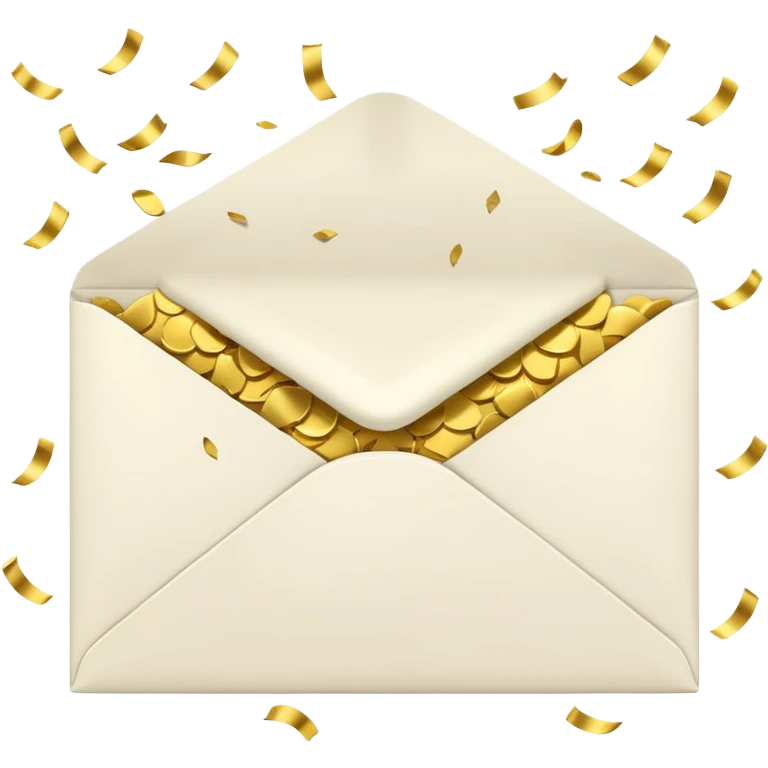 white envelope and gold confetti emoji