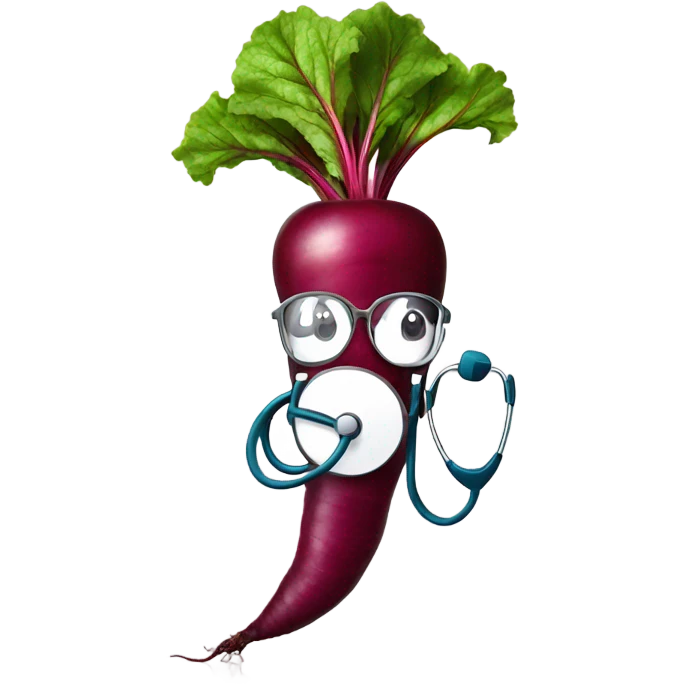 A beetroot with a stethoscope around it. emoji