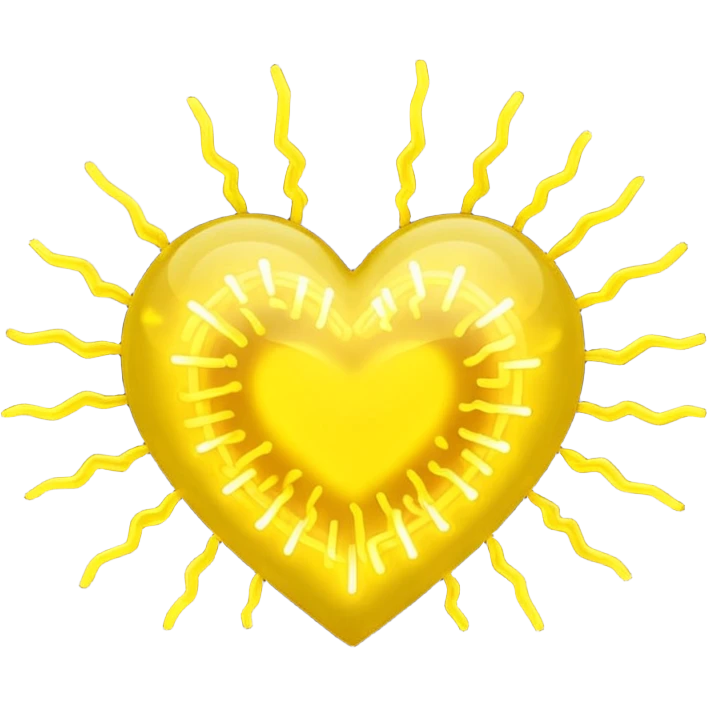 yellow heart pulsating with yellow energy particles emoji