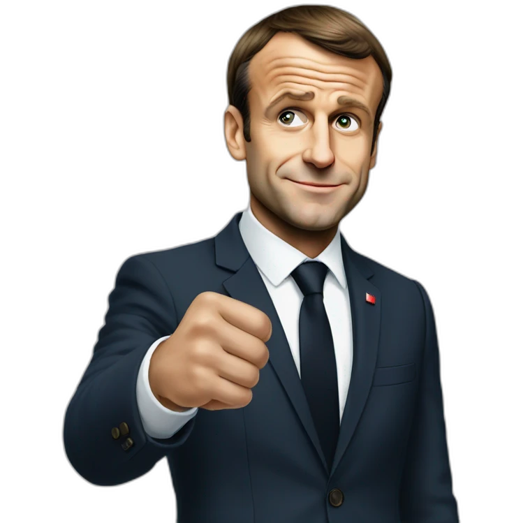 emmanuel macron with his thumb pointing down emoji