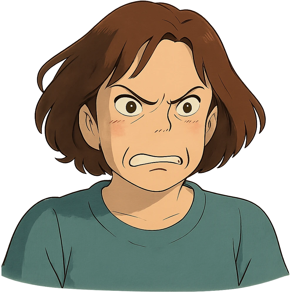 angry mom face, ghibli style emoji