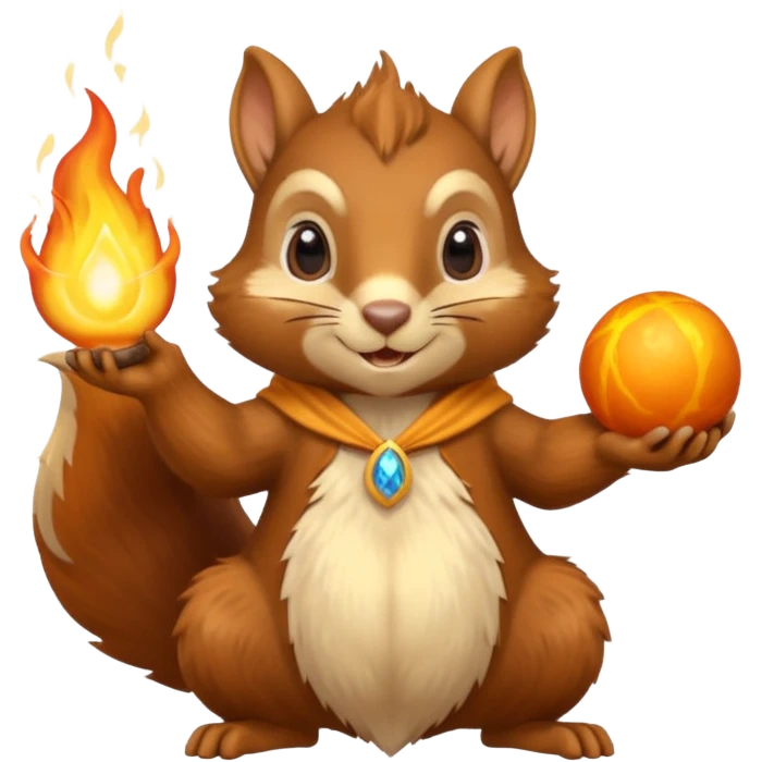 wizard squirrel summons fire in hand emoji