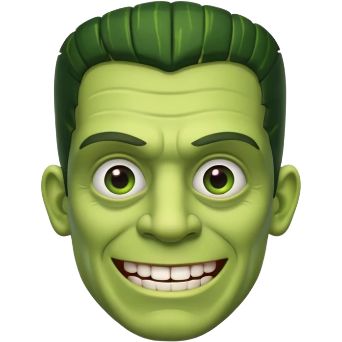 Frankenstein, smiling from ear to ear emoji