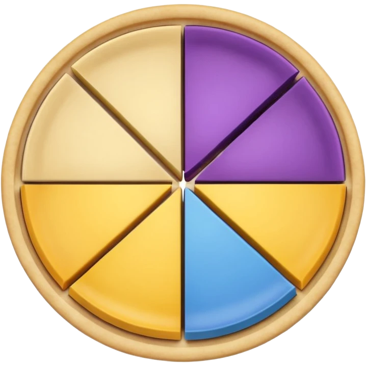 A pie chart with purple, yellow and blue colors only, with only 3  slices similar to this but with the colors I mentioned  emoji
