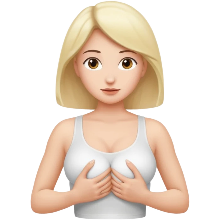 A naked woman with nothing on lifting her boobs emoji