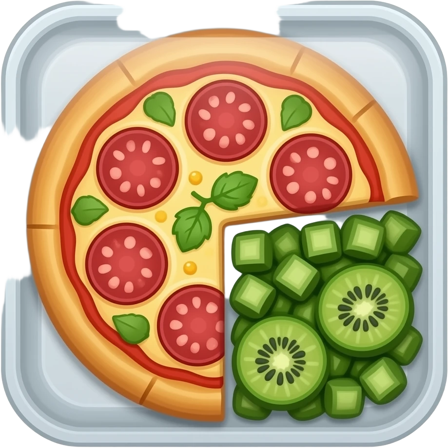 vector flat Packaged Frozen Pizza and Frozen Vegetables emoji