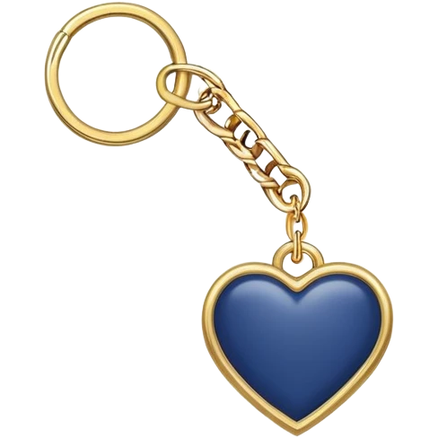 Navy blue heart with gold chains charm keychain emoji