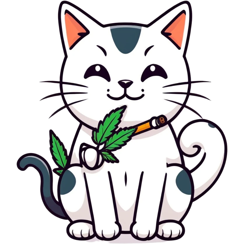 Un chat fumant du canabis emoji