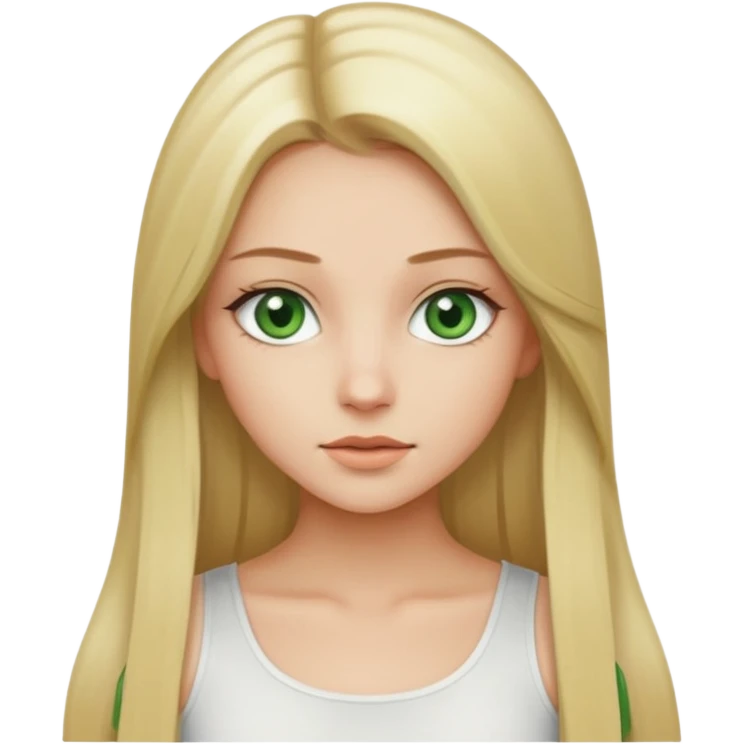 Pretty girl with long straight blonde hair, green eyes and white crop top emoji