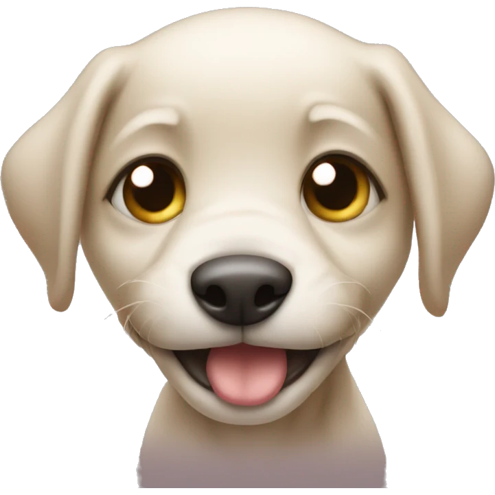 A puppy with 3 legs and 1 eye smiling at me creepily. emoji