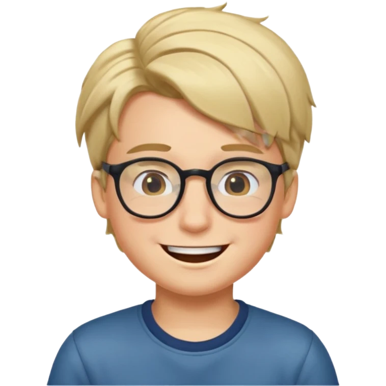 un ragazzo con gli occhiali e capelli al lato che fa l'occhiolino ed è felice emoji