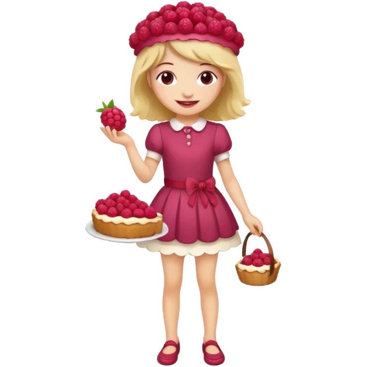 Raspberry torte human full body and legs girl with a raspberry barrette on her head emoji