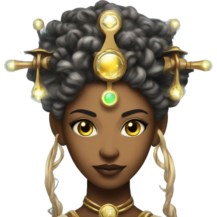 Technomancy Goddess is a mystical being who controls both magic and technology. She can cast spells on technological networks. Her powers blend the ancient art of magic with advanced cybernetics and technology. She can command machines emoji