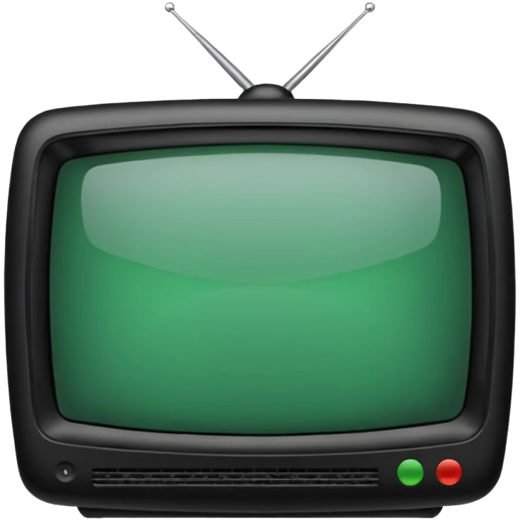 черный телевизор с зеленым экраном и пиксельным рисунком на экране emoji